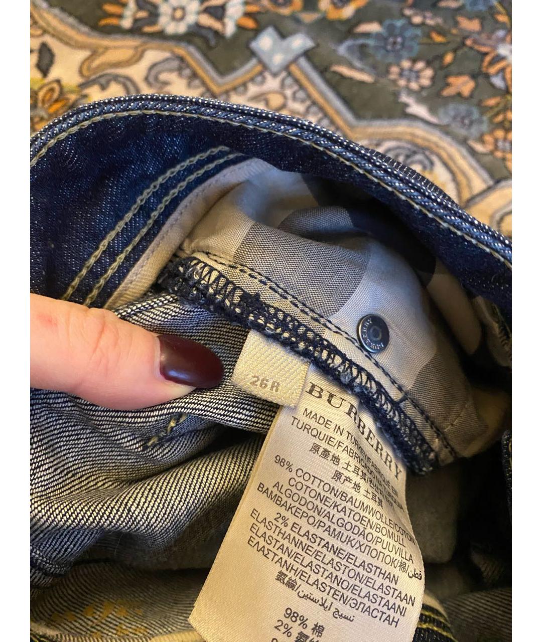 BURBERRY Темно-синие хлопко-эластановые прямые джинсы, фото 5