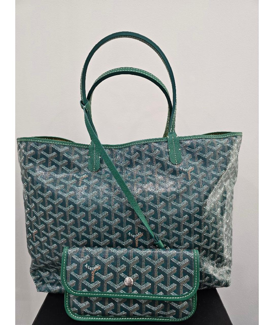 GOYARD Зеленая кожаная сумка тоут, фото 4