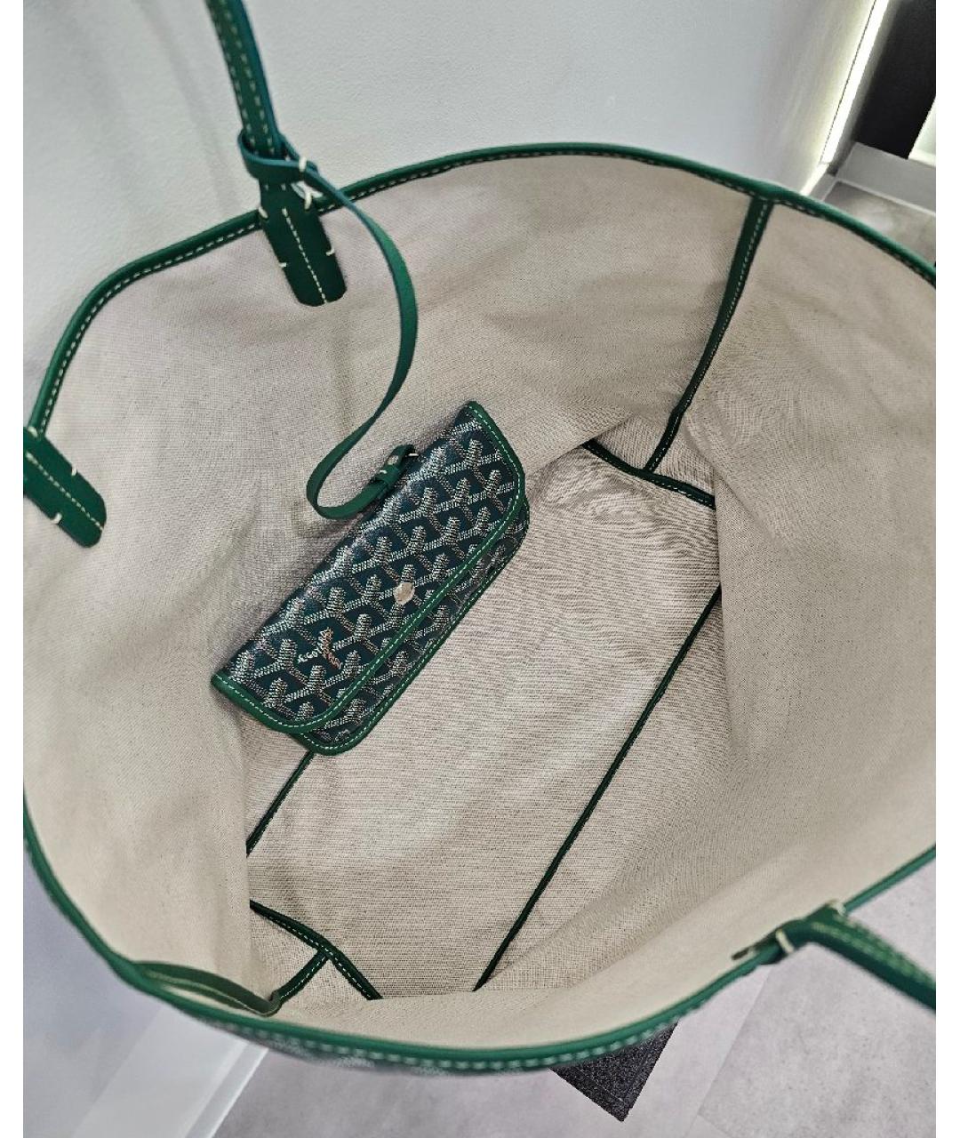 GOYARD Зеленая кожаная сумка тоут, фото 3