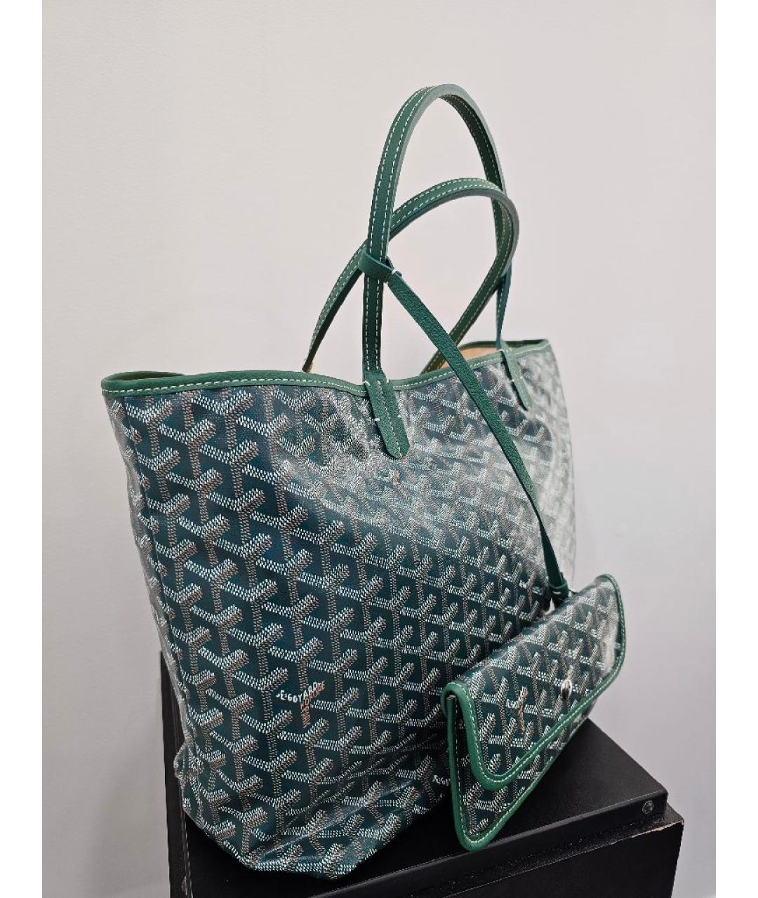 GOYARD Зеленая кожаная сумка тоут, фото 2