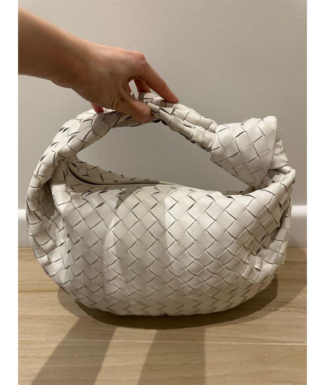 BOTTEGA VENETA Белая кожаная сумка с короткими ручками, фото 7