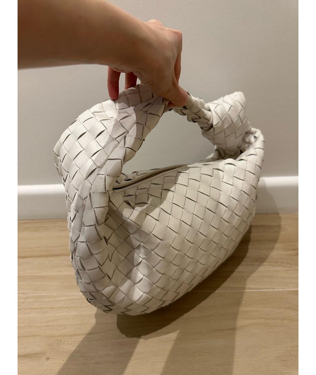 BOTTEGA VENETA Белая кожаная сумка с короткими ручками, фото 2