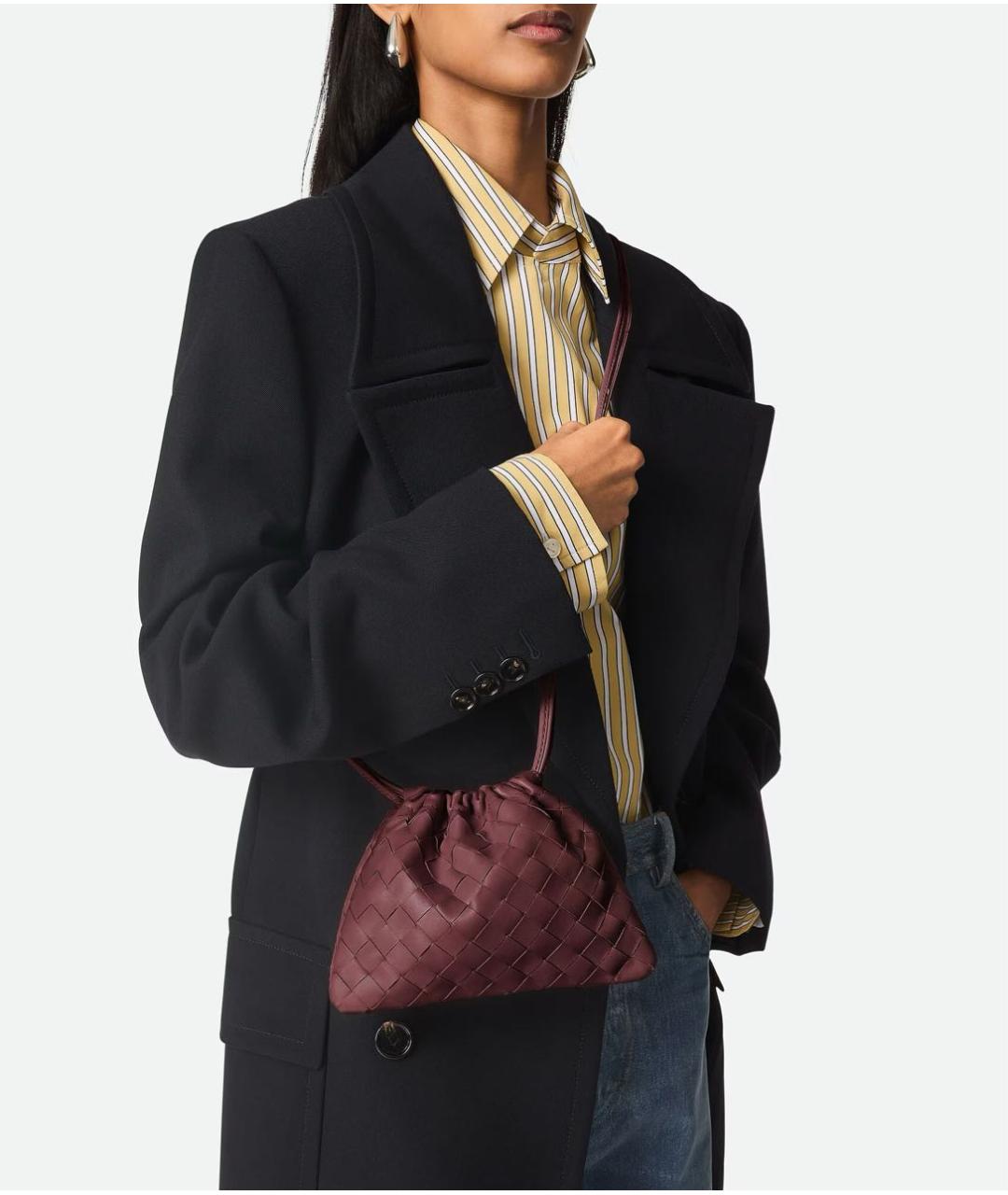 BOTTEGA VENETA Бордовая кожаная сумка через плечо, фото 2