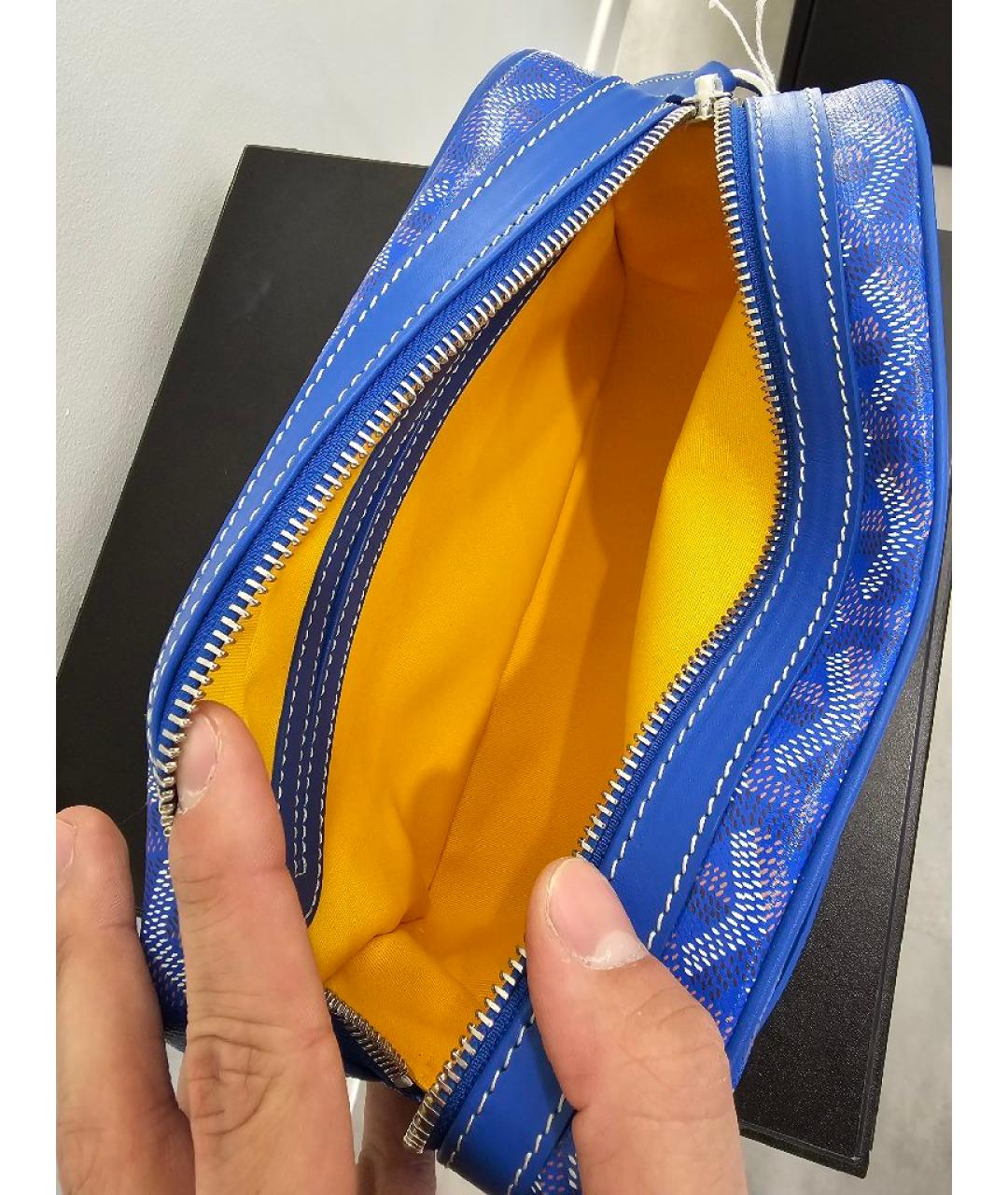 GOYARD Синяя кожаная сумка на плечо, фото 4