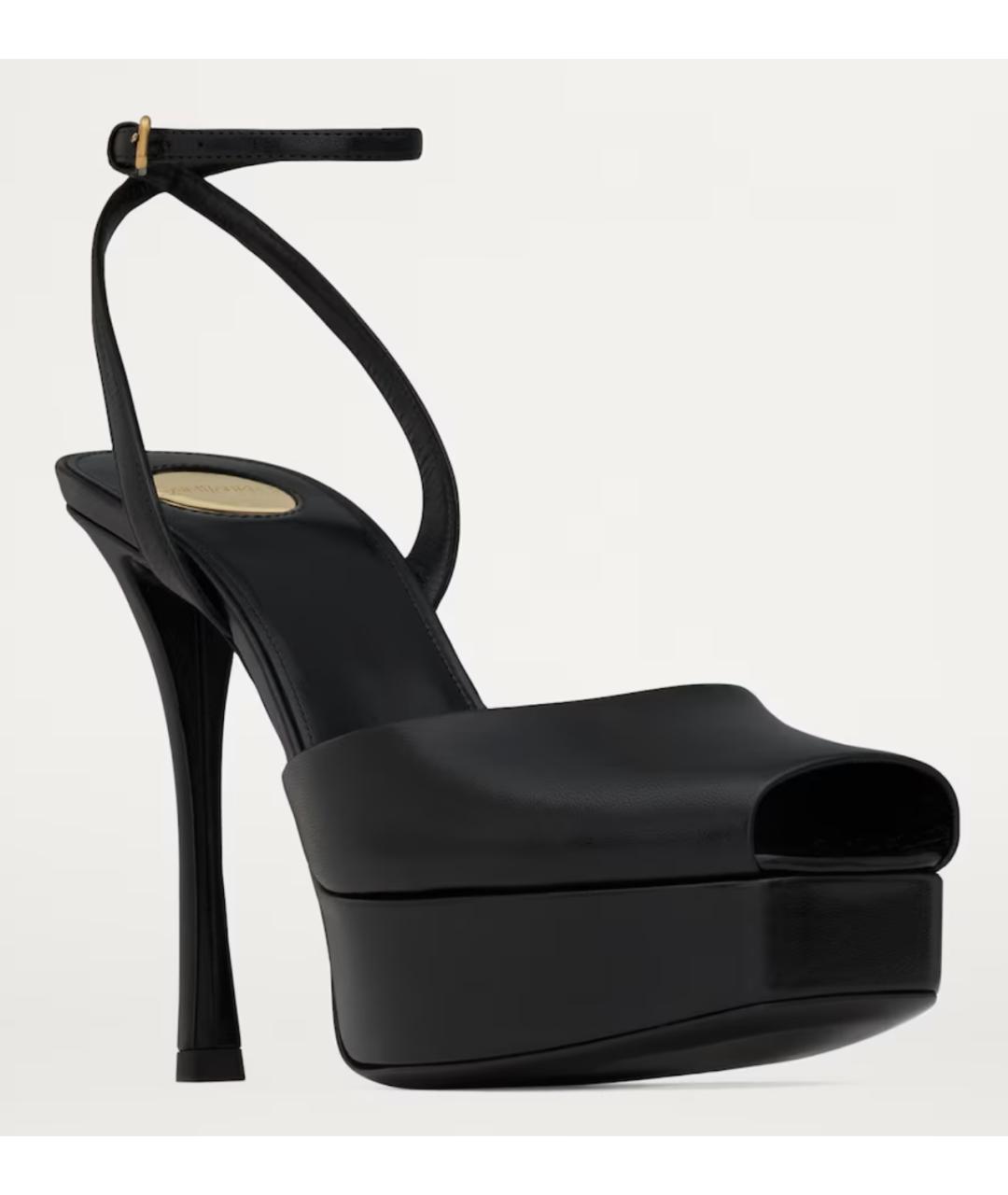 SAINT LAURENT Черные кожаные босоножки, фото 2