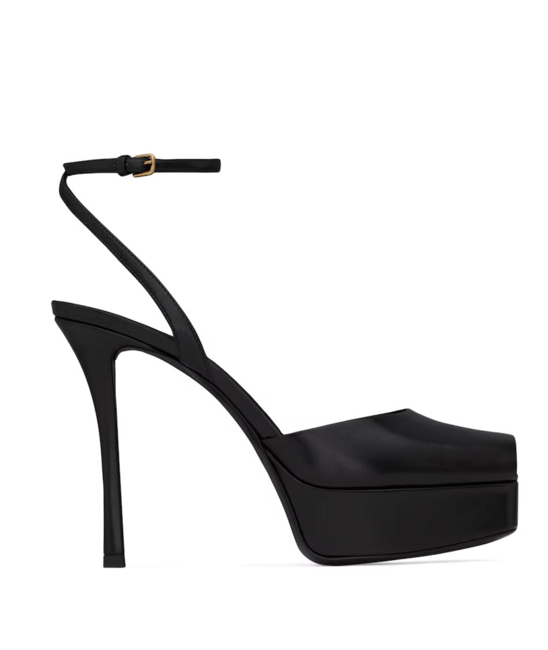 SAINT LAURENT Черные кожаные босоножки, фото 1