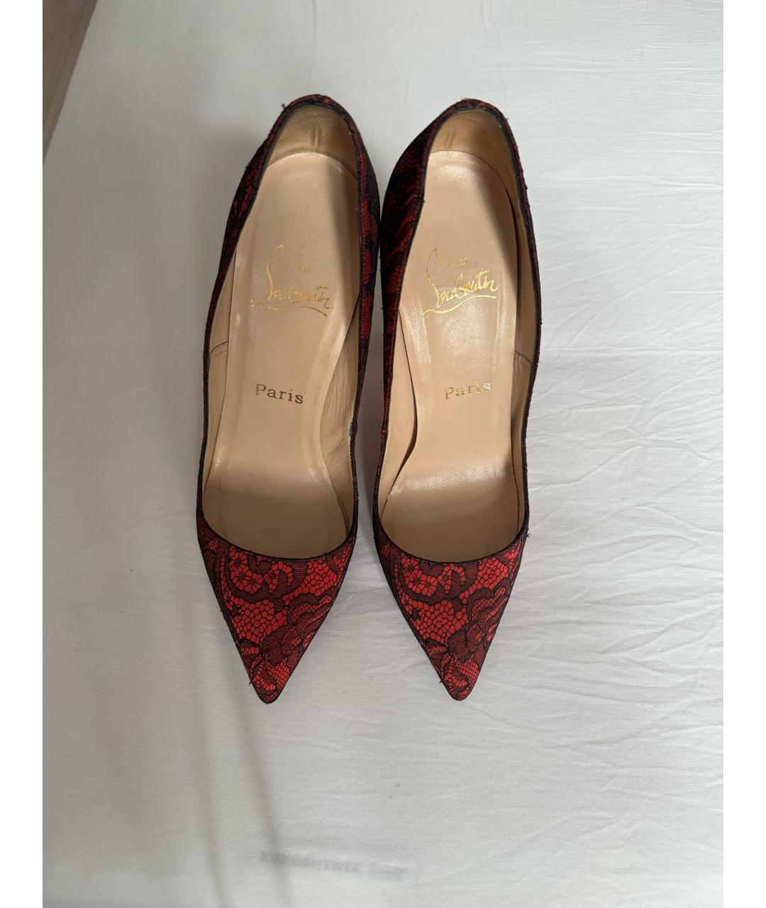 CHRISTIAN LOUBOUTIN Красные текстильные туфли, фото 2