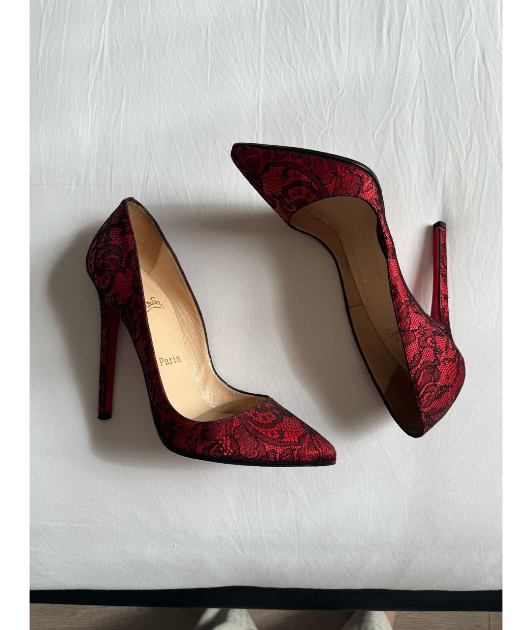 CHRISTIAN LOUBOUTIN Красные текстильные туфли, фото 3