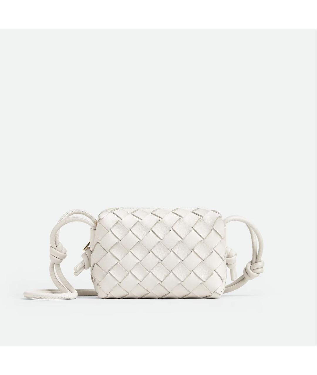 BOTTEGA VENETA Белая кожаная сумка через плечо, фото 3