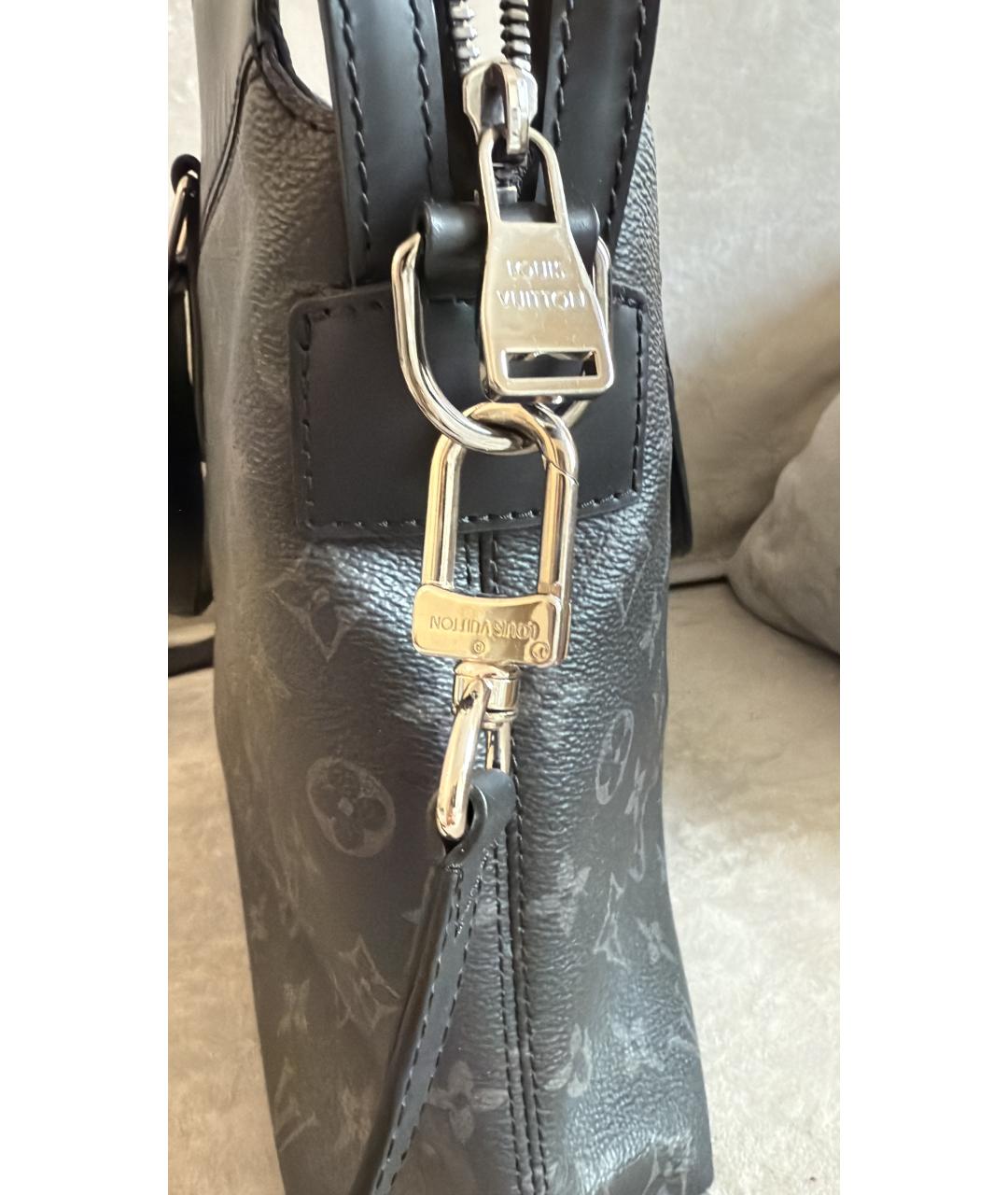 LOUIS VUITTON Черный кожаный портфель, фото 2