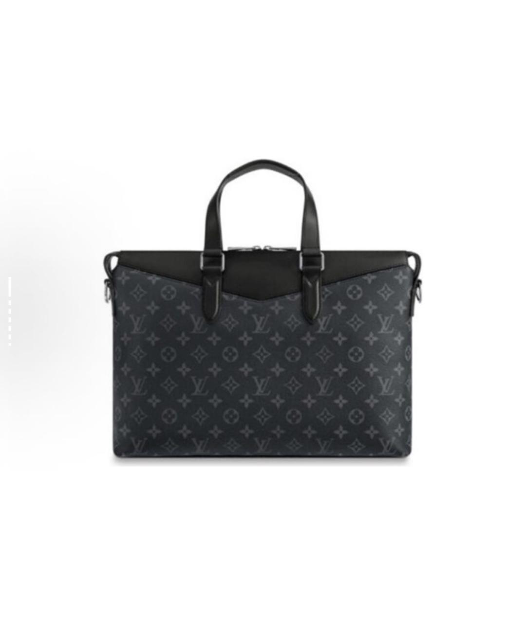 LOUIS VUITTON Черный кожаный портфель, фото 10