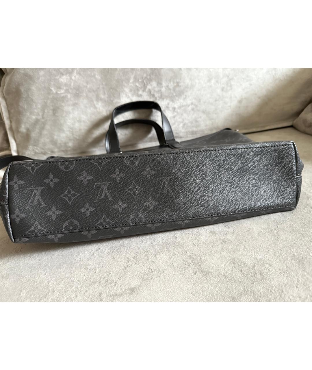 LOUIS VUITTON Черный кожаный портфель, фото 8