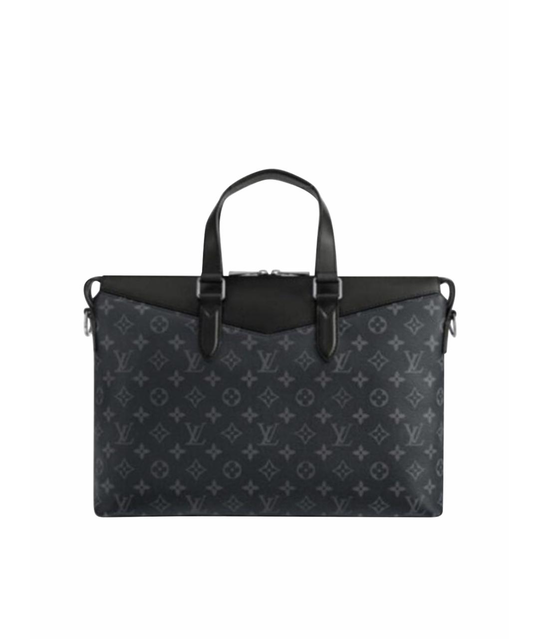 LOUIS VUITTON Черный кожаный портфель, фото 1