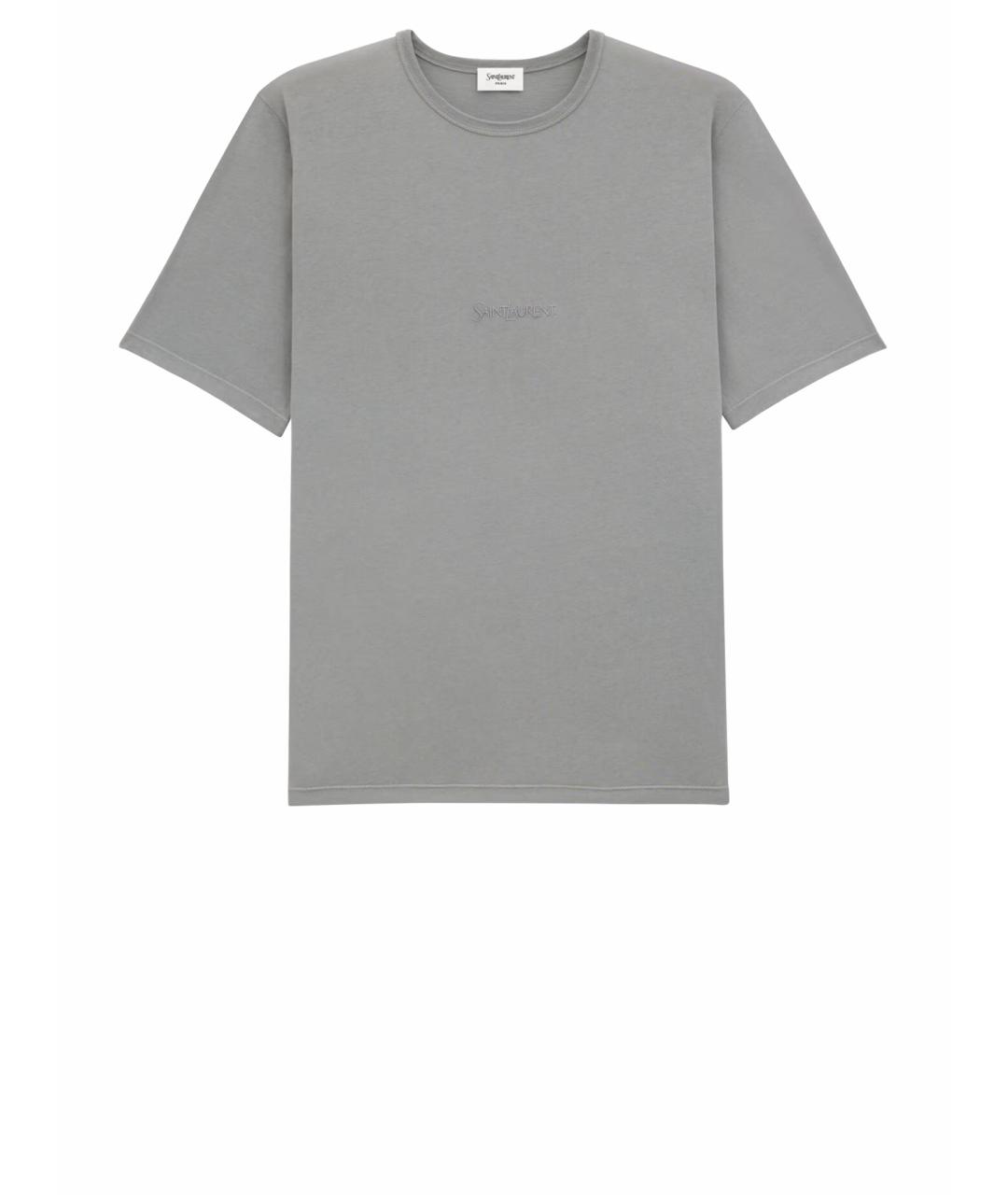 SAINT LAURENT Серая хлопковая футболка, фото 1