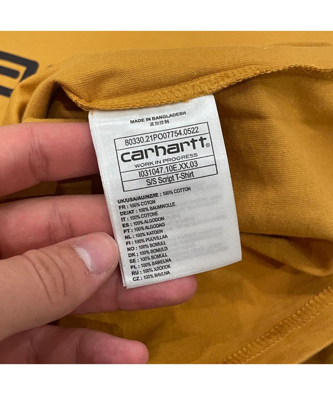 CARHARTT WIP Горчичная хлопковая футболка, фото 5