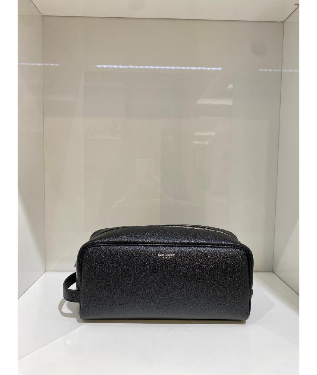 SAINT LAURENT Черная кожаная барсетка, фото 2