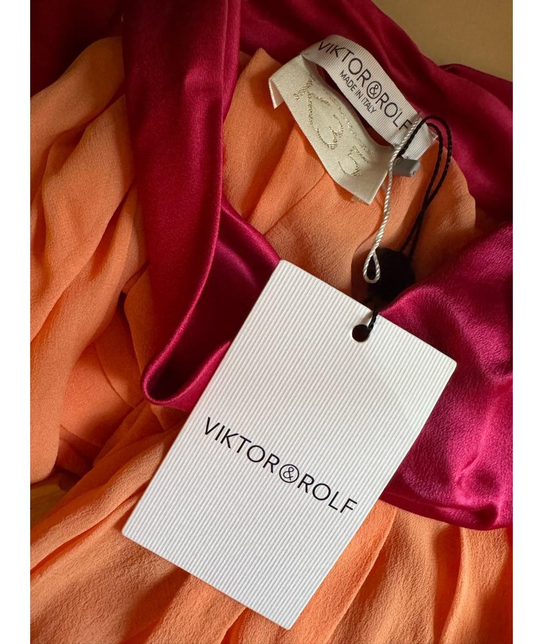 VIKTOR & ROLF Оранжевое шелковое коктейльное платье, фото 4