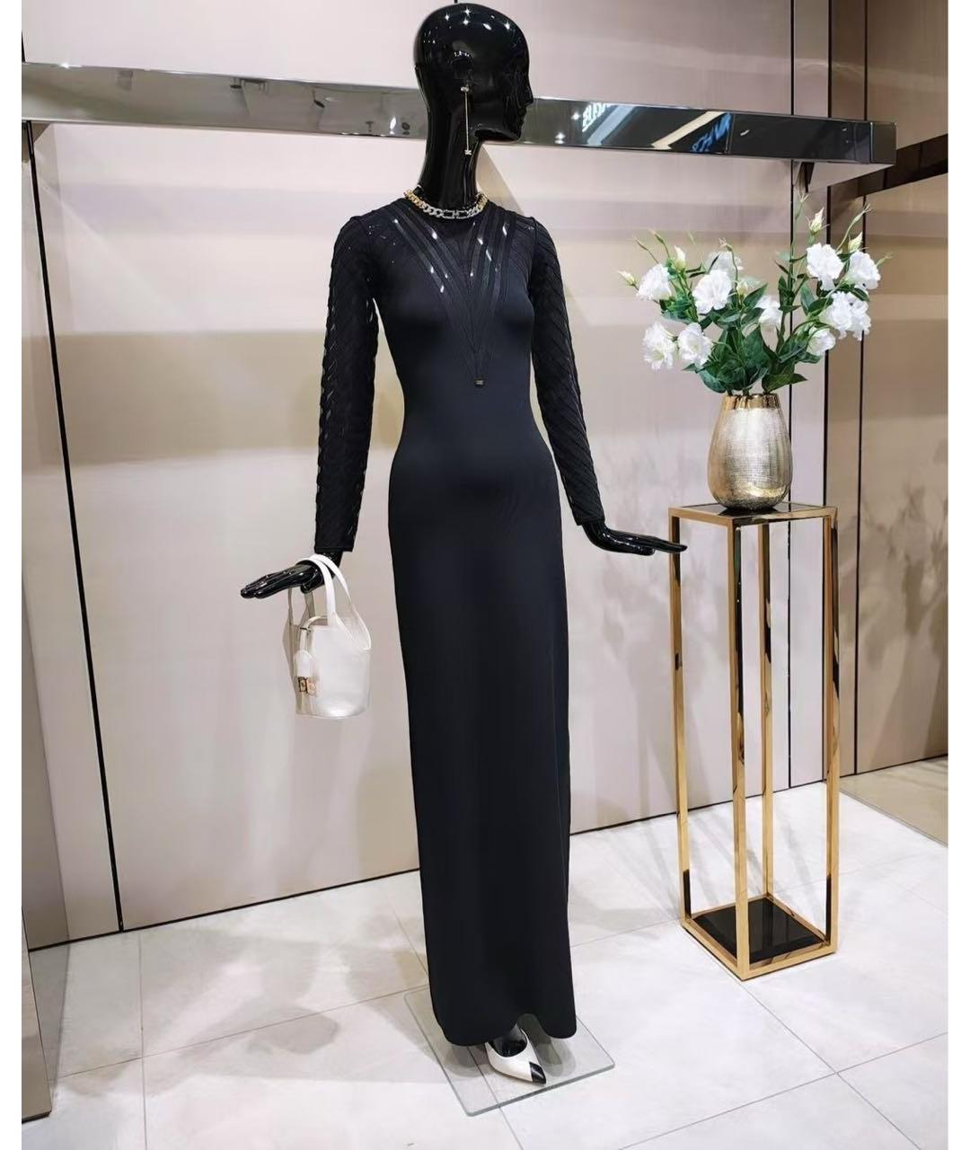 ELISABETTA FRANCHI Черное вискозное вечернее платье, фото 8
