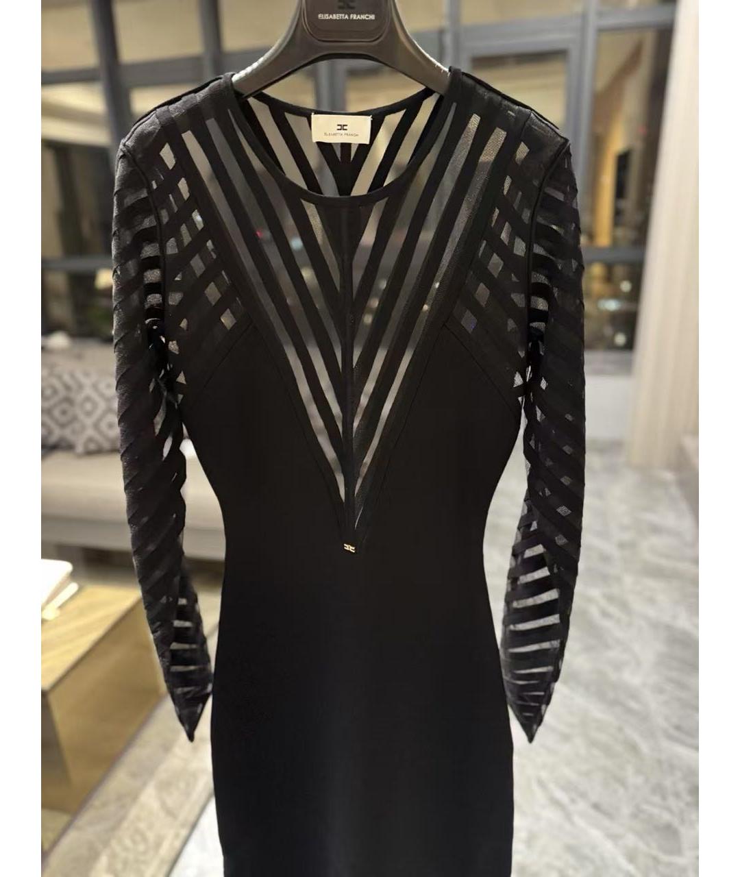 ELISABETTA FRANCHI Черное вискозное вечернее платье, фото 4