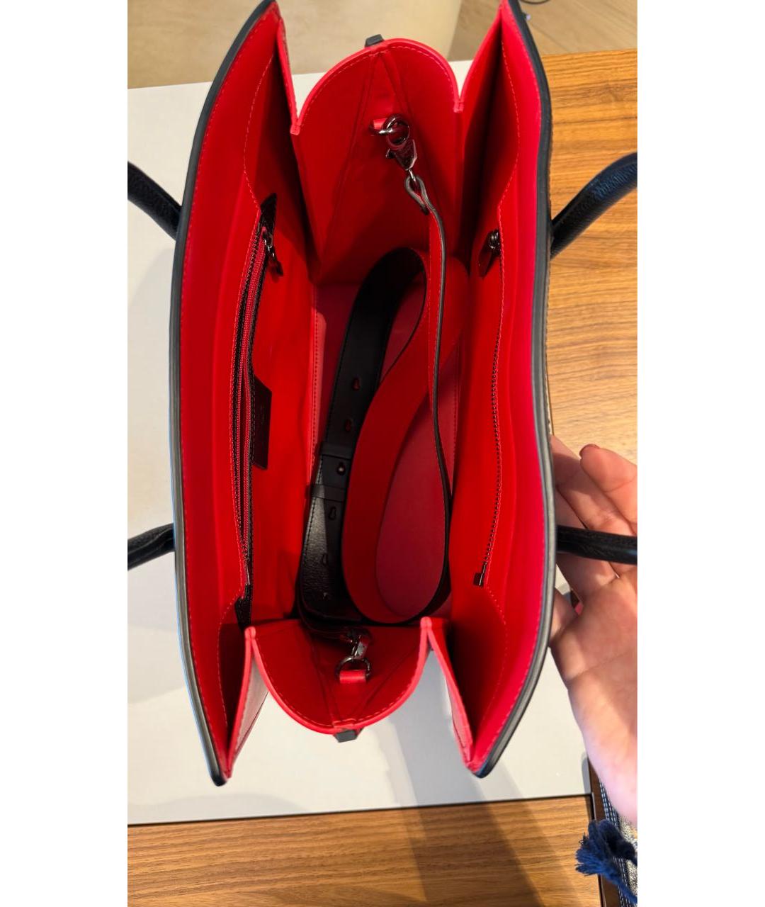 CHRISTIAN LOUBOUTIN Черная кожаная сумка тоут, фото 3