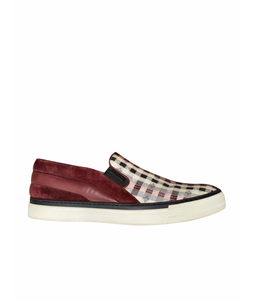 LOUIS VUITTON Бордовые кожаные слипоны, фото 1