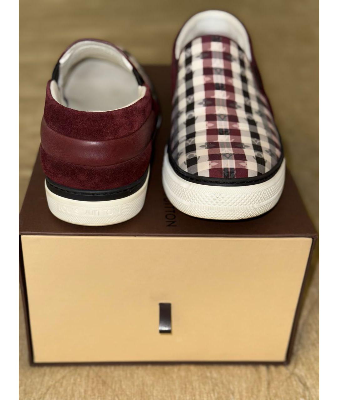 LOUIS VUITTON Бордовые кожаные слипоны, фото 4