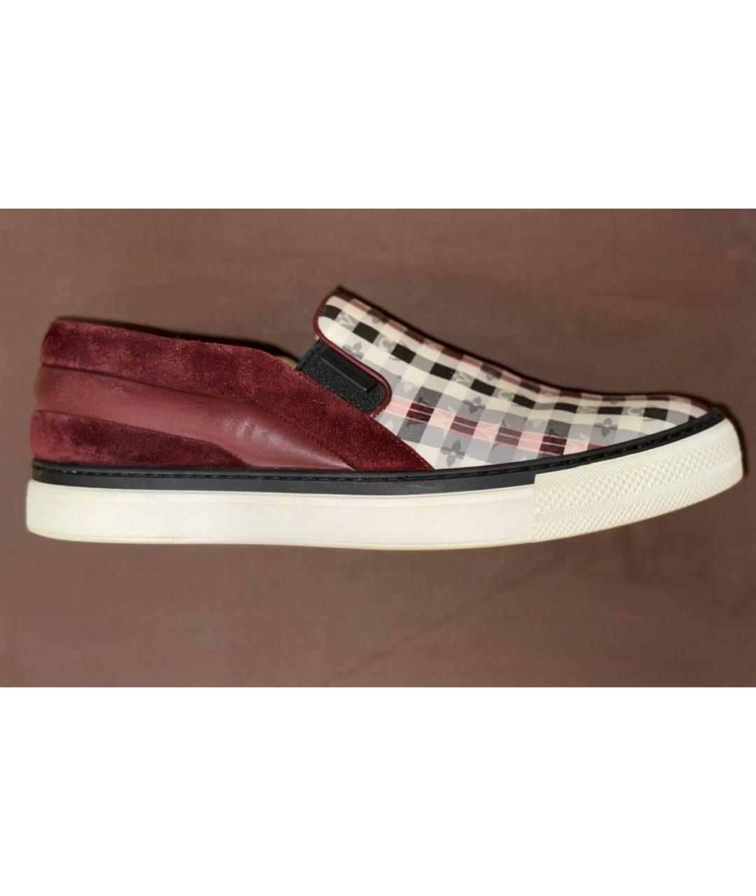 LOUIS VUITTON Бордовые кожаные слипоны, фото 6