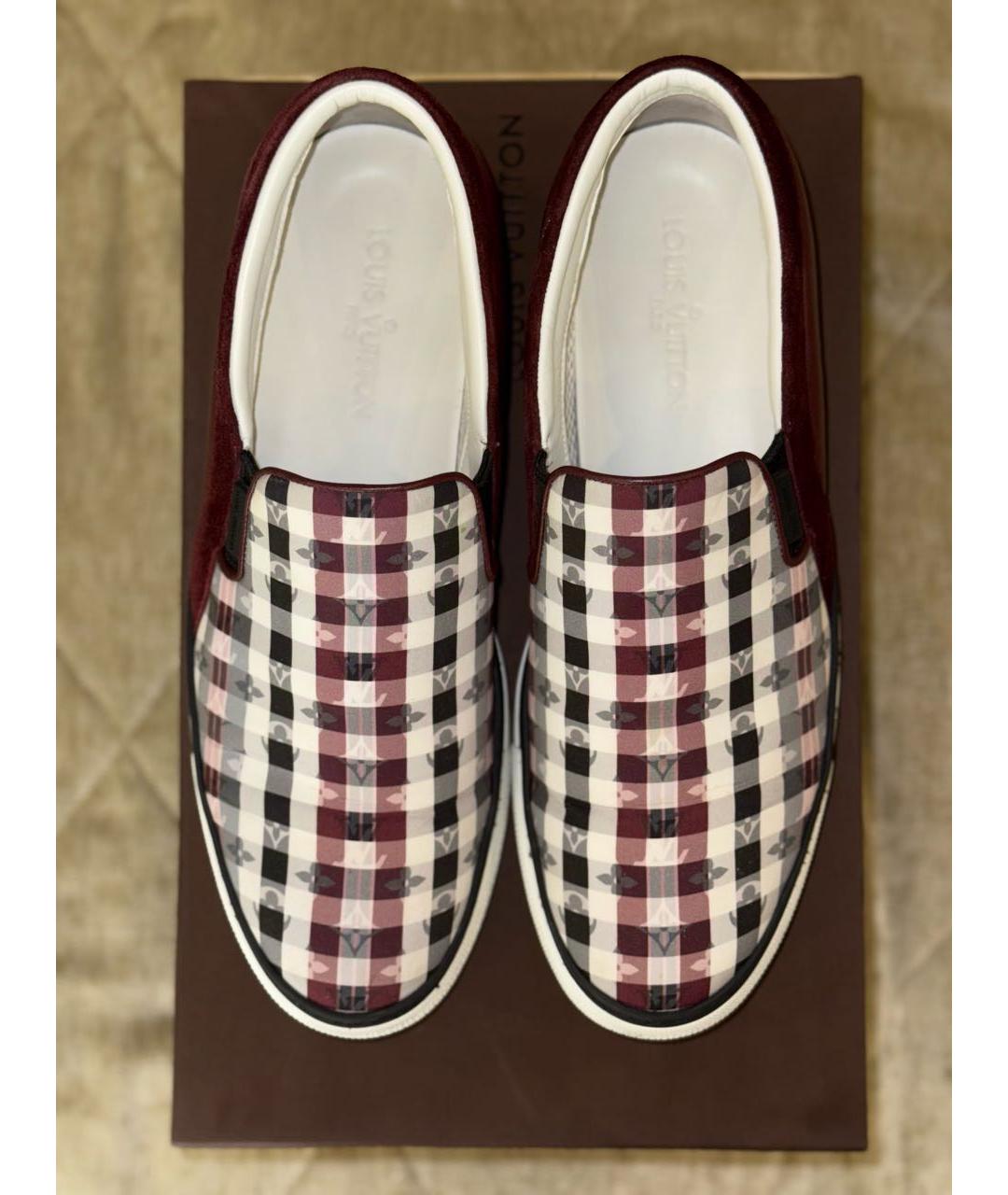 LOUIS VUITTON Бордовые кожаные слипоны, фото 2
