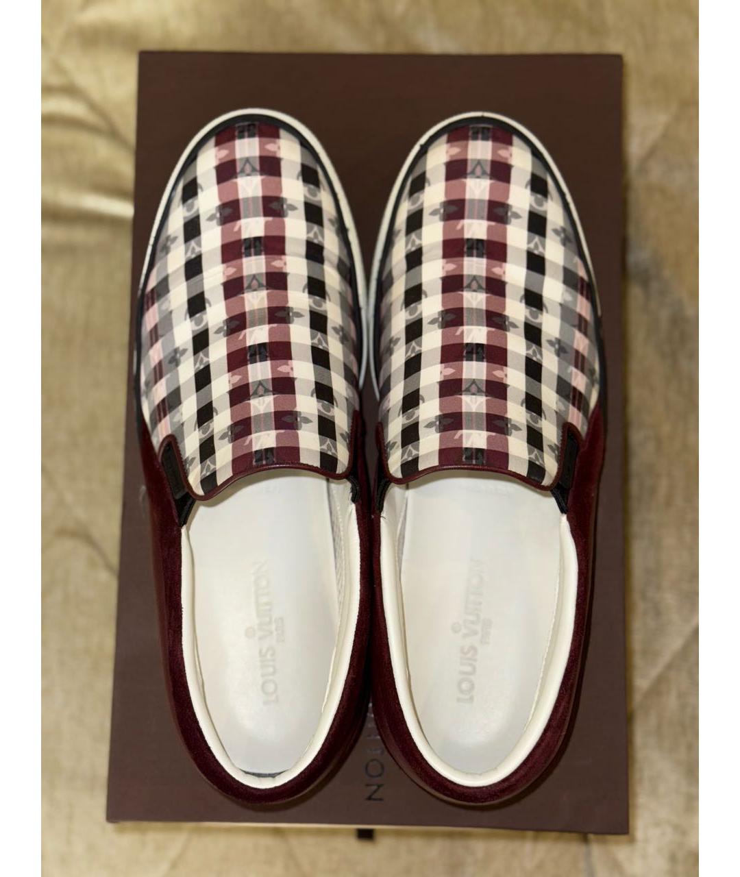 LOUIS VUITTON Бордовые кожаные слипоны, фото 3