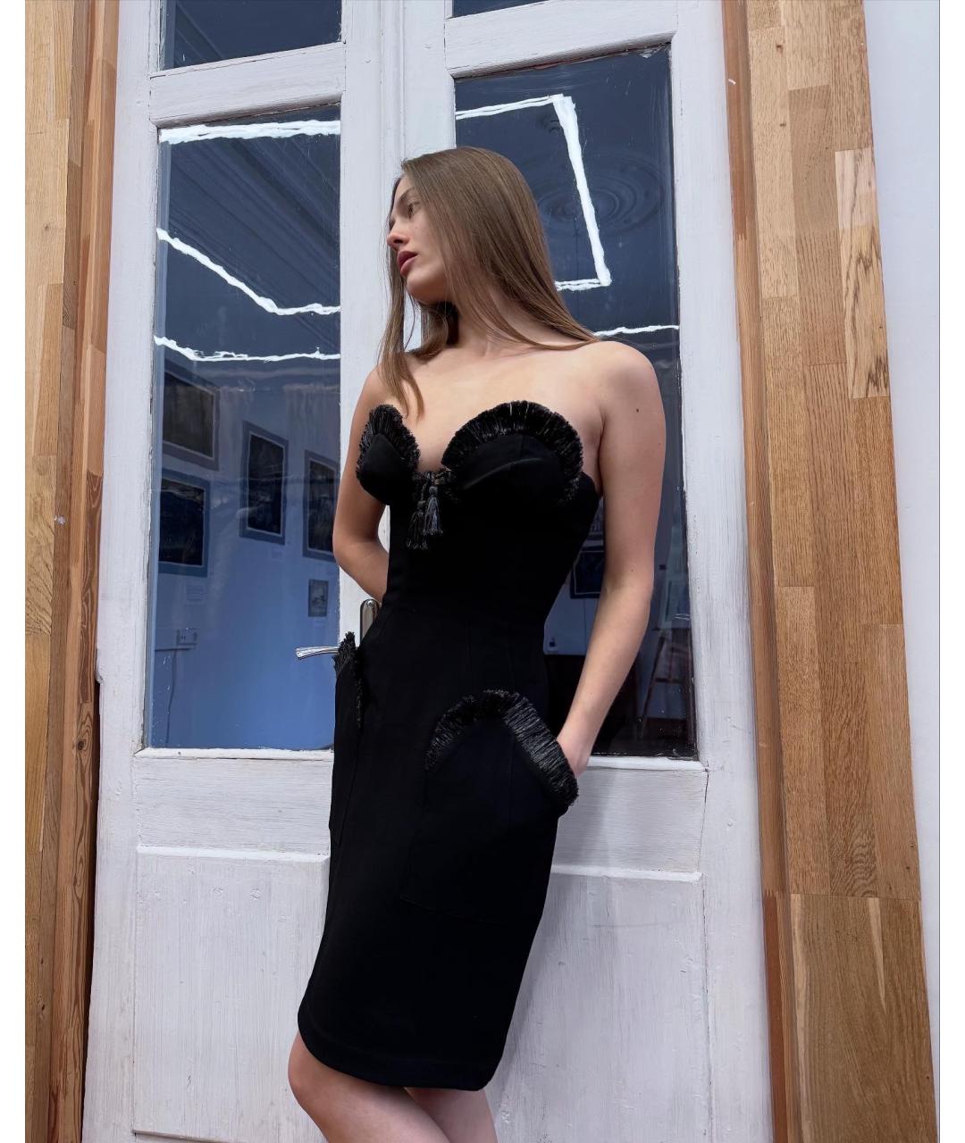 THIERRY MUGLER VINTAGE Черное вискозное коктейльное платье, фото 3