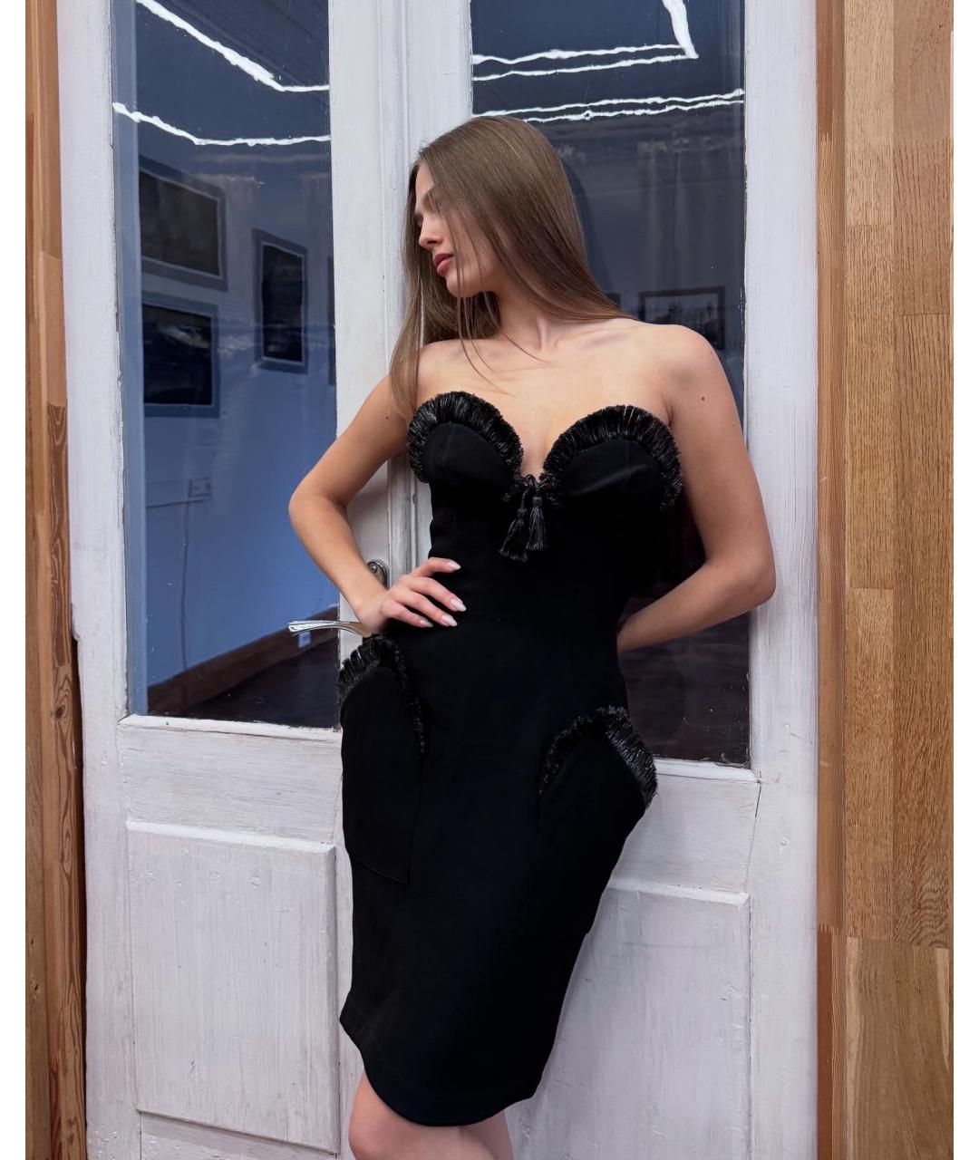 THIERRY MUGLER VINTAGE Черное вискозное коктейльное платье, фото 2
