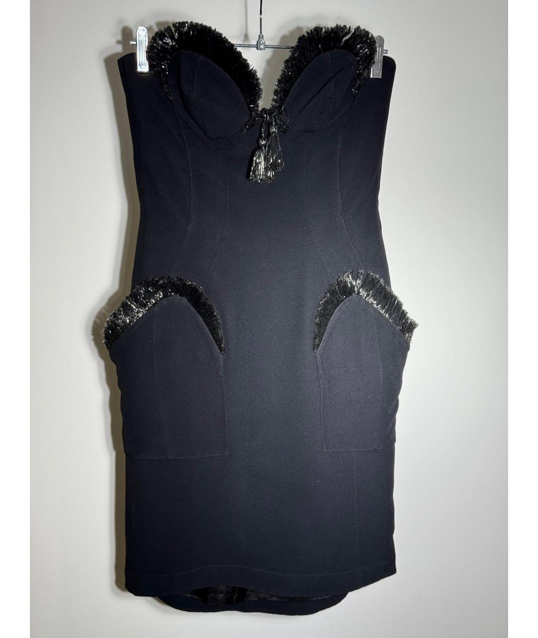 THIERRY MUGLER VINTAGE Черное вискозное коктейльное платье, фото 10
