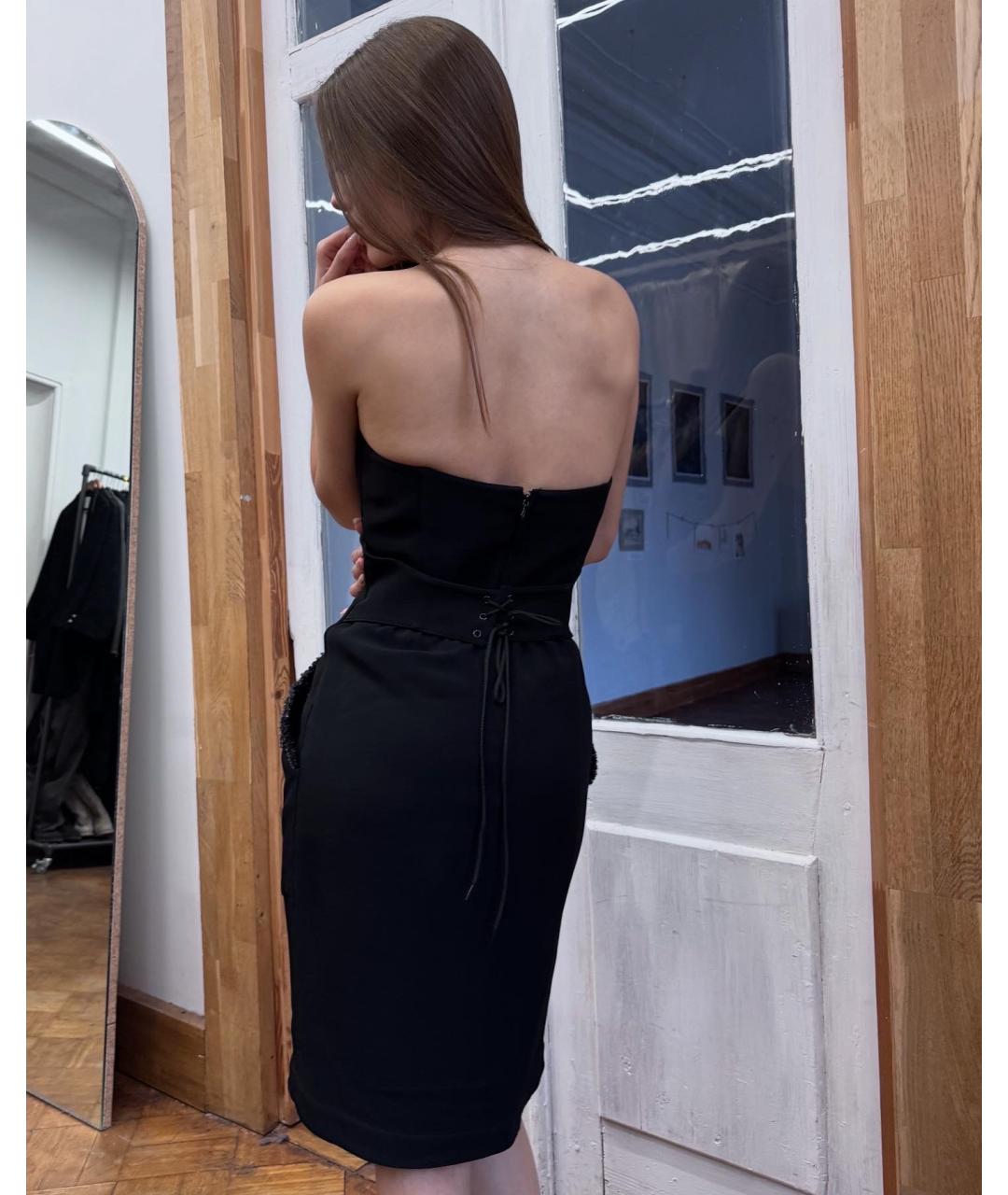 THIERRY MUGLER VINTAGE Черное вискозное коктейльное платье, фото 5