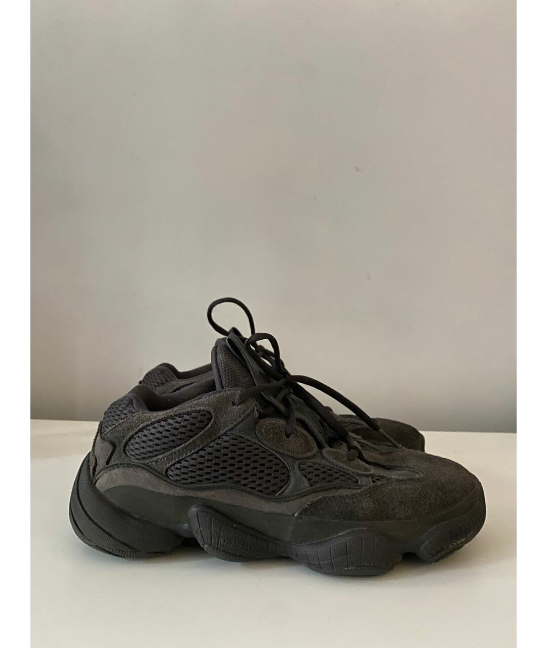 ADIDAS YEEZY Антрацитовые замшевые низкие кроссовки / кеды, фото 7