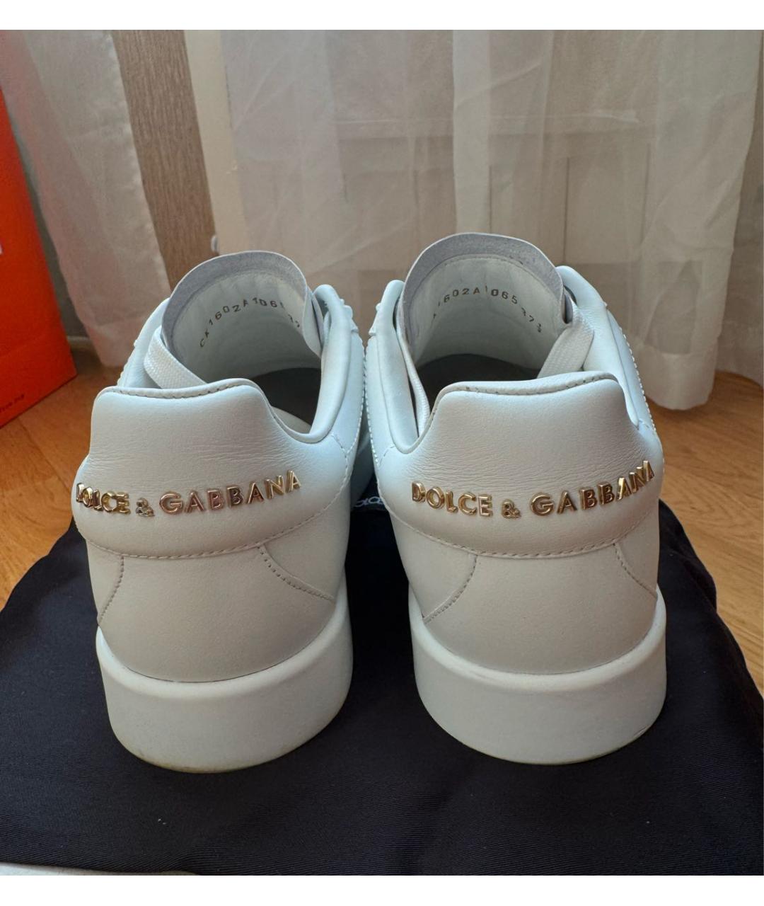 DOLCE&GABBANA Белые кожаные кеды, фото 4