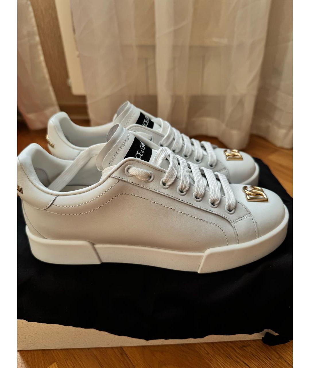 DOLCE&GABBANA Белые кожаные кеды, фото 5