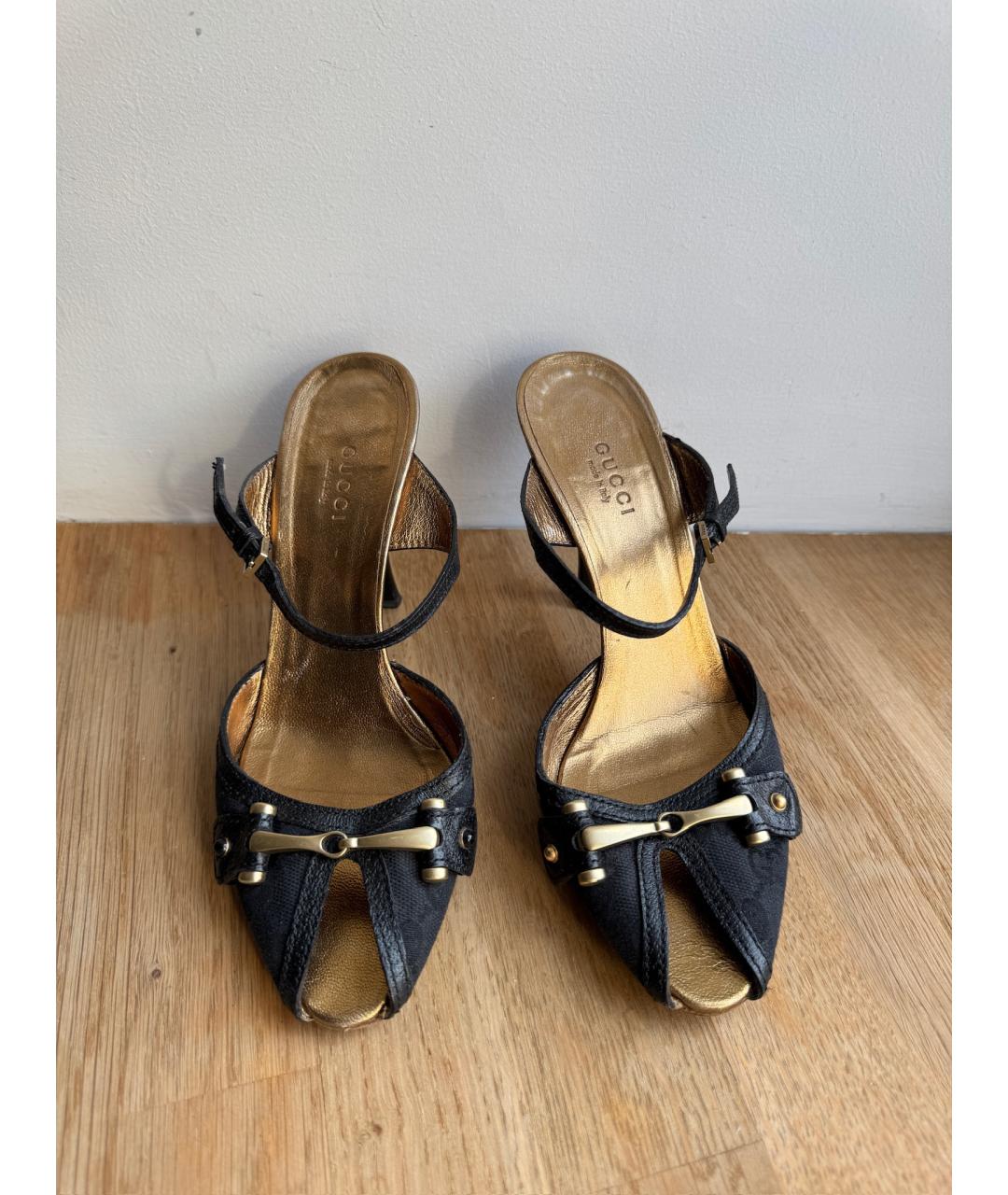 GUCCI Черные кожаные босоножки, фото 4