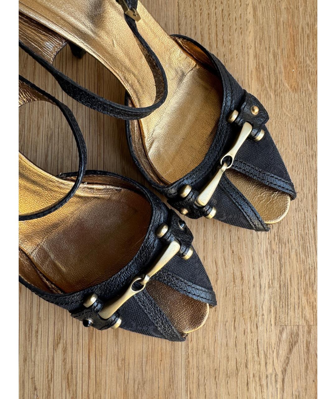 GUCCI Черные кожаные босоножки, фото 6