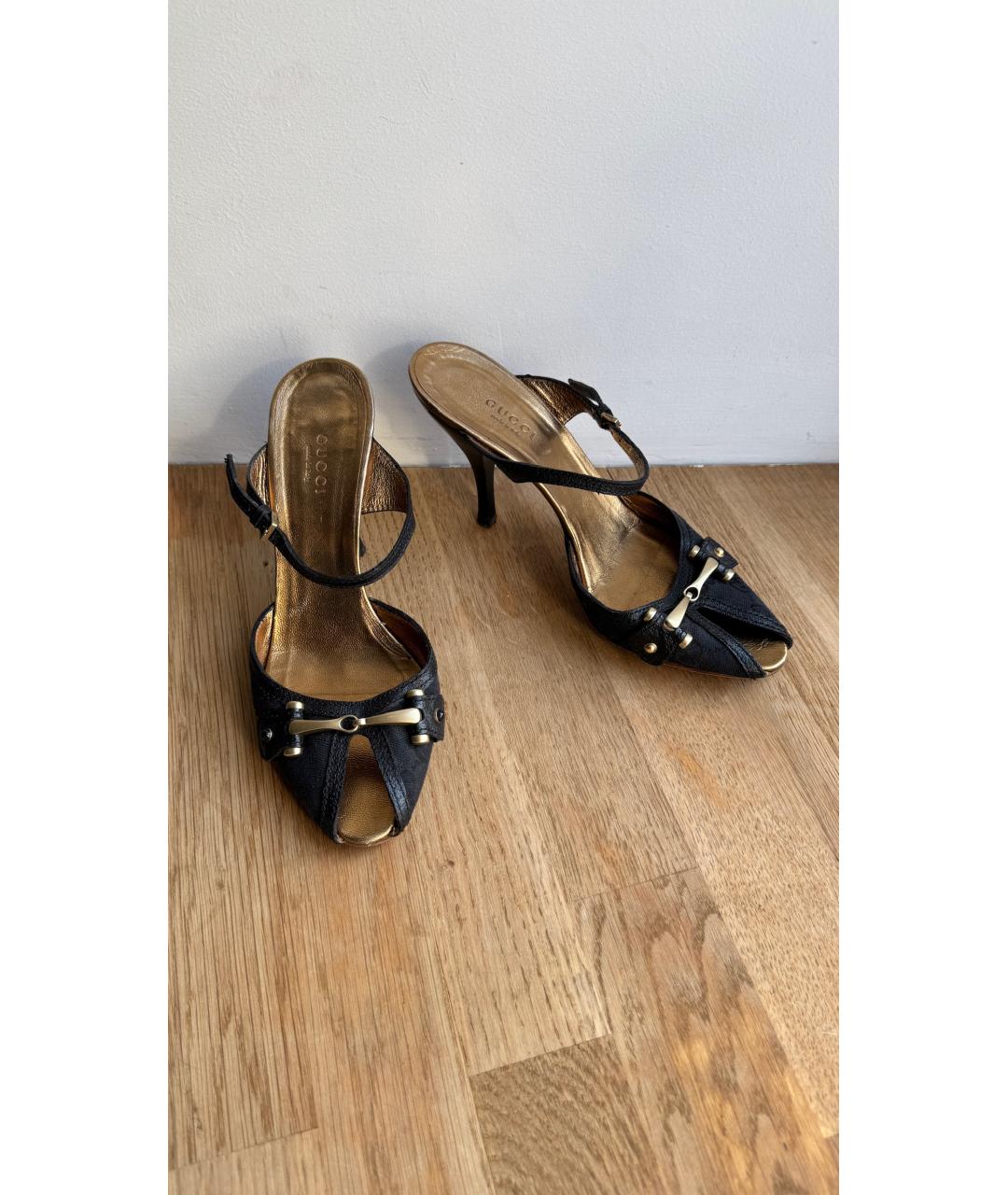 GUCCI Черные кожаные босоножки, фото 2