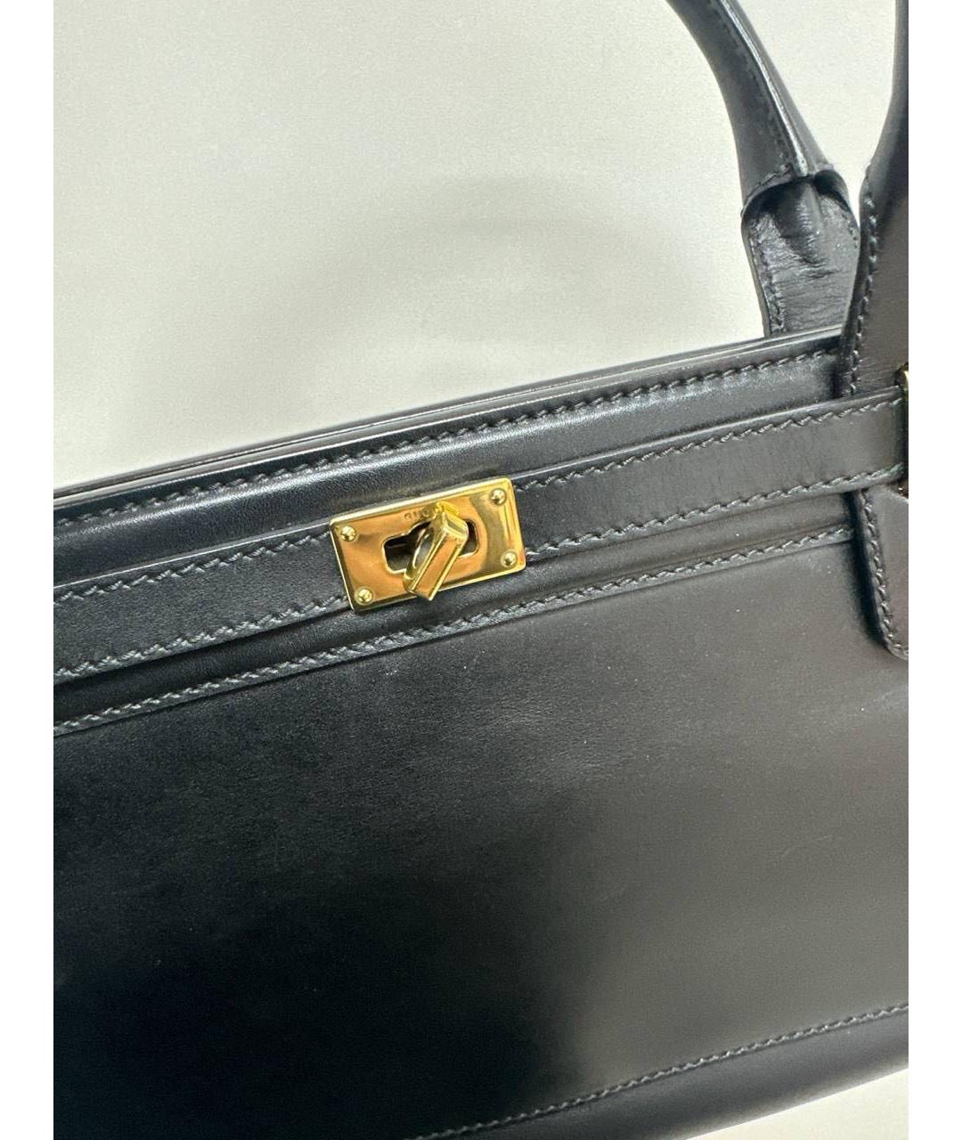 GUCCI Черная кожаная сумка с короткими ручками, фото 2