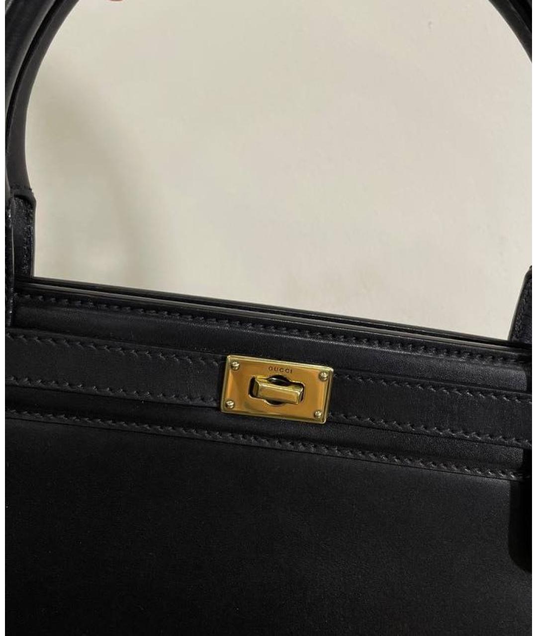 GUCCI Черная кожаная сумка с короткими ручками, фото 5