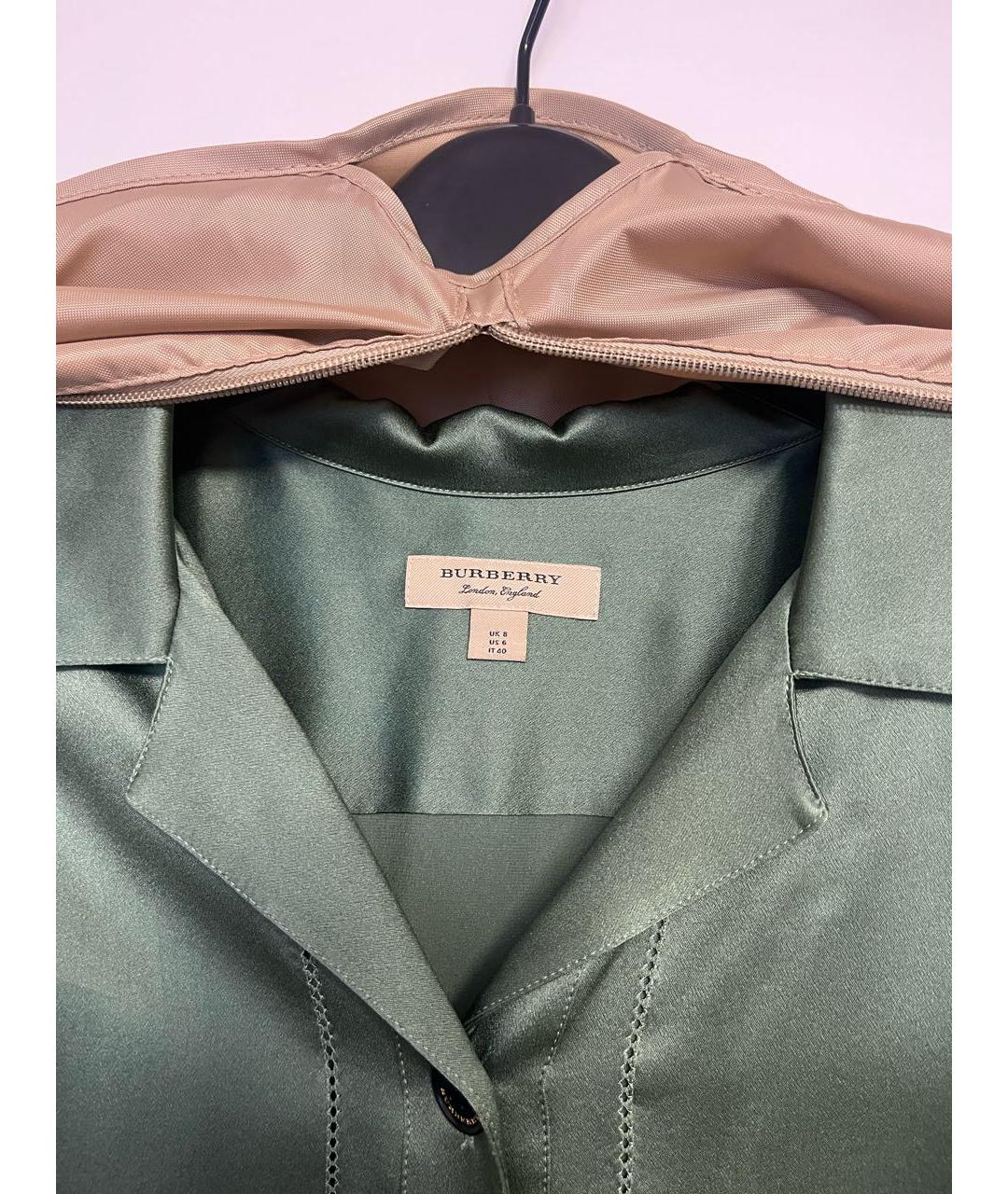 BURBERRY Зеленые атласное платье, фото 4