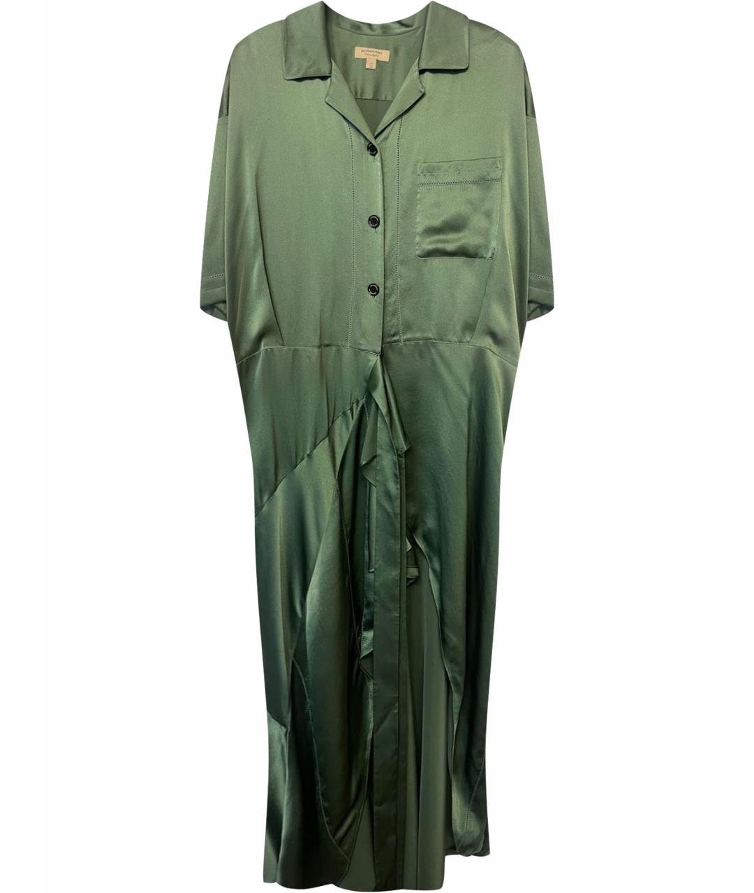 BURBERRY Зеленые атласное платье, фото 1