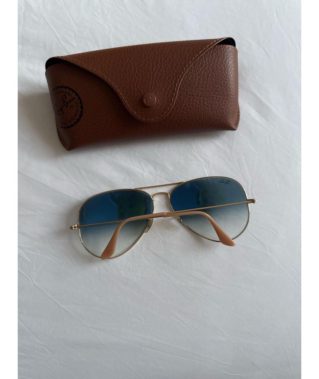 RAY BAN Золотые металлические солнцезащитные очки, фото 3