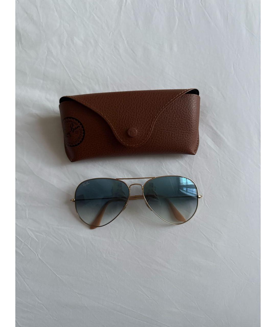 RAY BAN Золотые металлические солнцезащитные очки, фото 2
