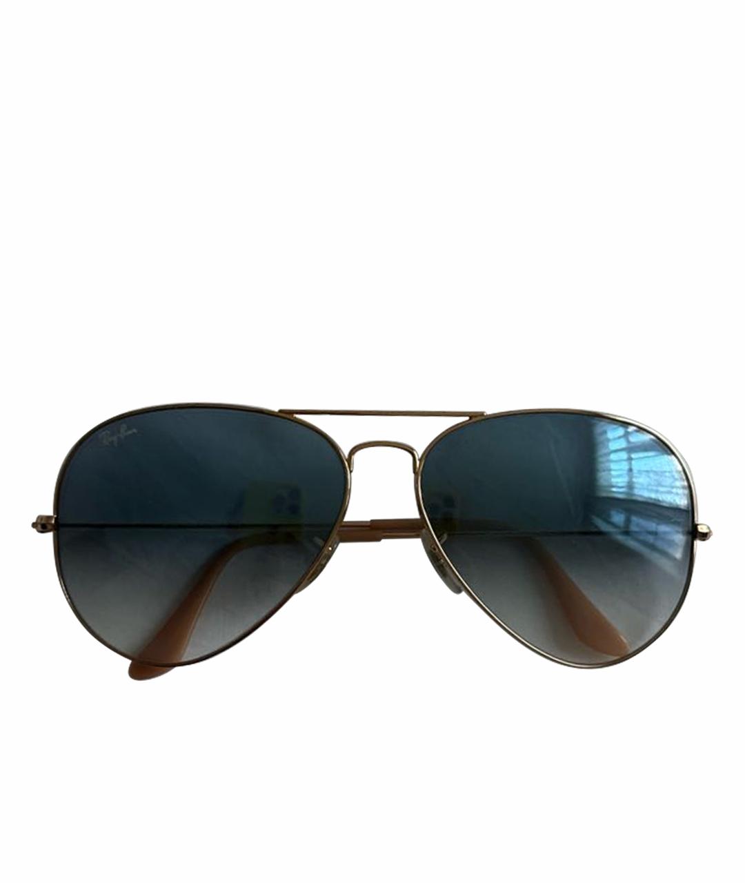 RAY BAN Золотые металлические солнцезащитные очки, фото 1