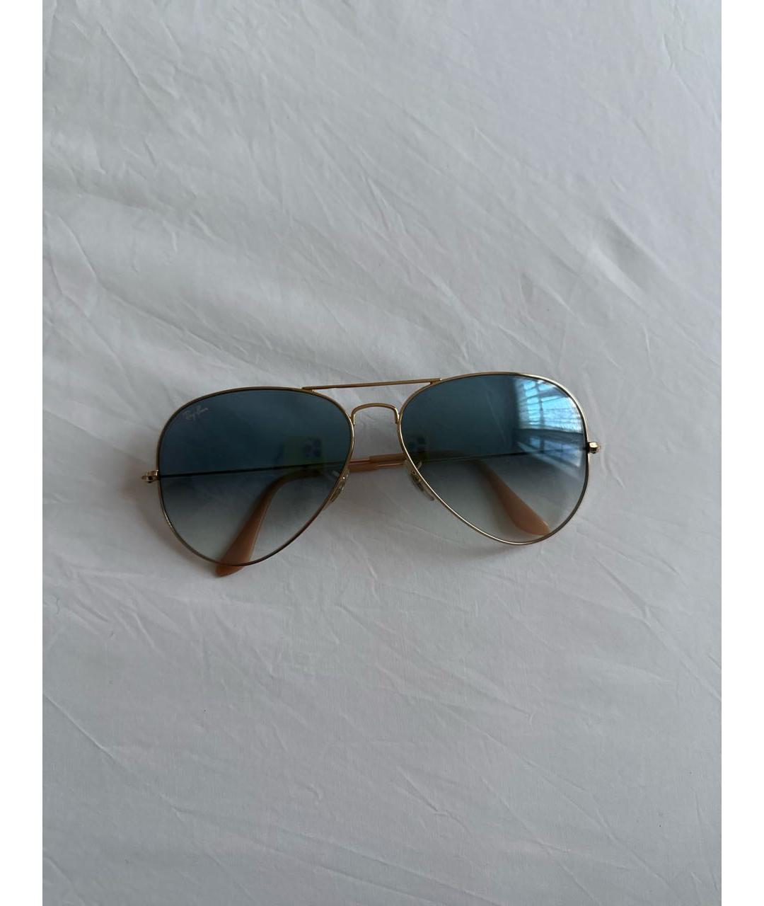 RAY BAN Золотые металлические солнцезащитные очки, фото 4