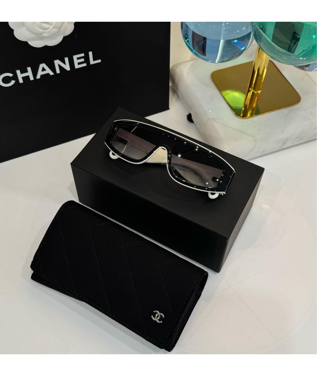 CHANEL Черные пластиковые солнцезащитные очки, фото 3