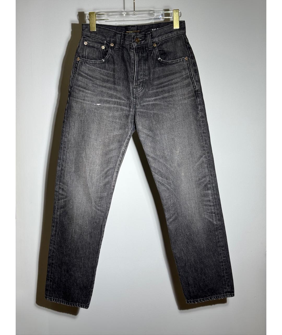 SAINT LAURENT Серые хлопковые прямые джинсы, фото 10