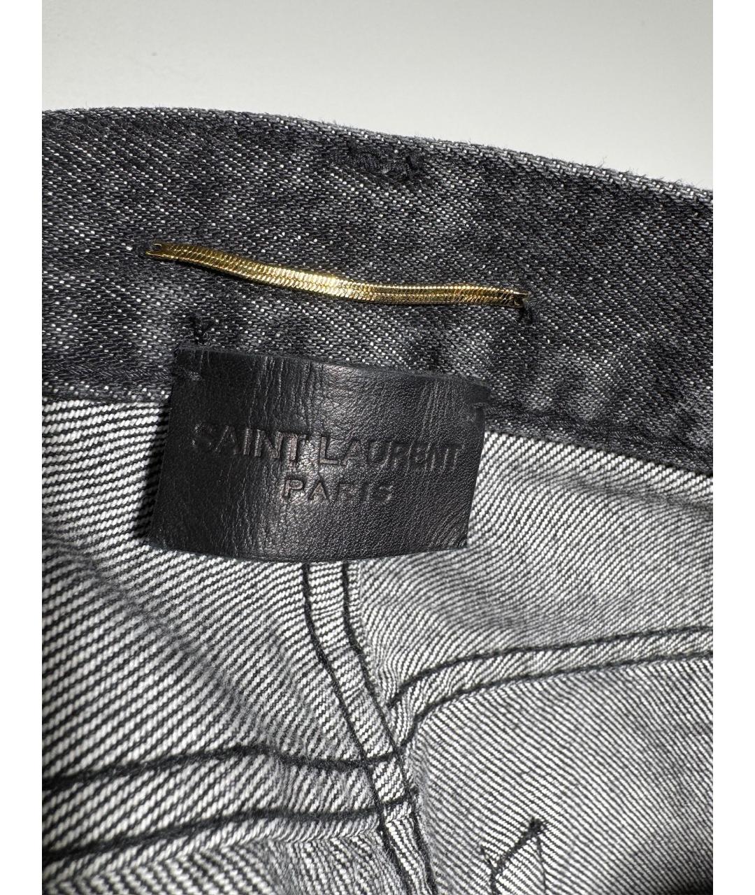 SAINT LAURENT Серые хлопковые прямые джинсы, фото 8